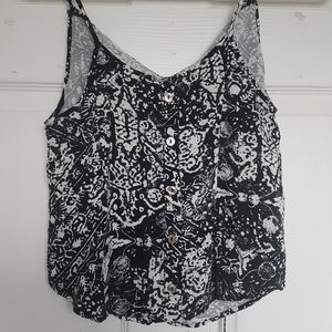 Xhilaration Black White Print Cropped Tank Sz XS